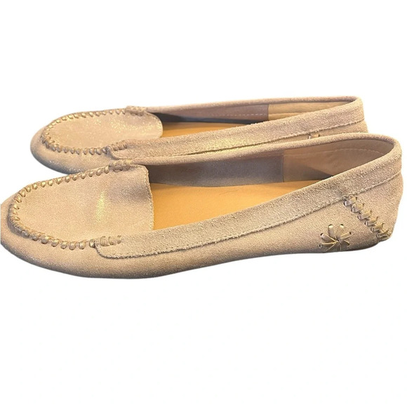 Jack Rogers‎ Women’s Millie Leather Moccasin Tan and Gold Size 9 - Picture 1 of 8